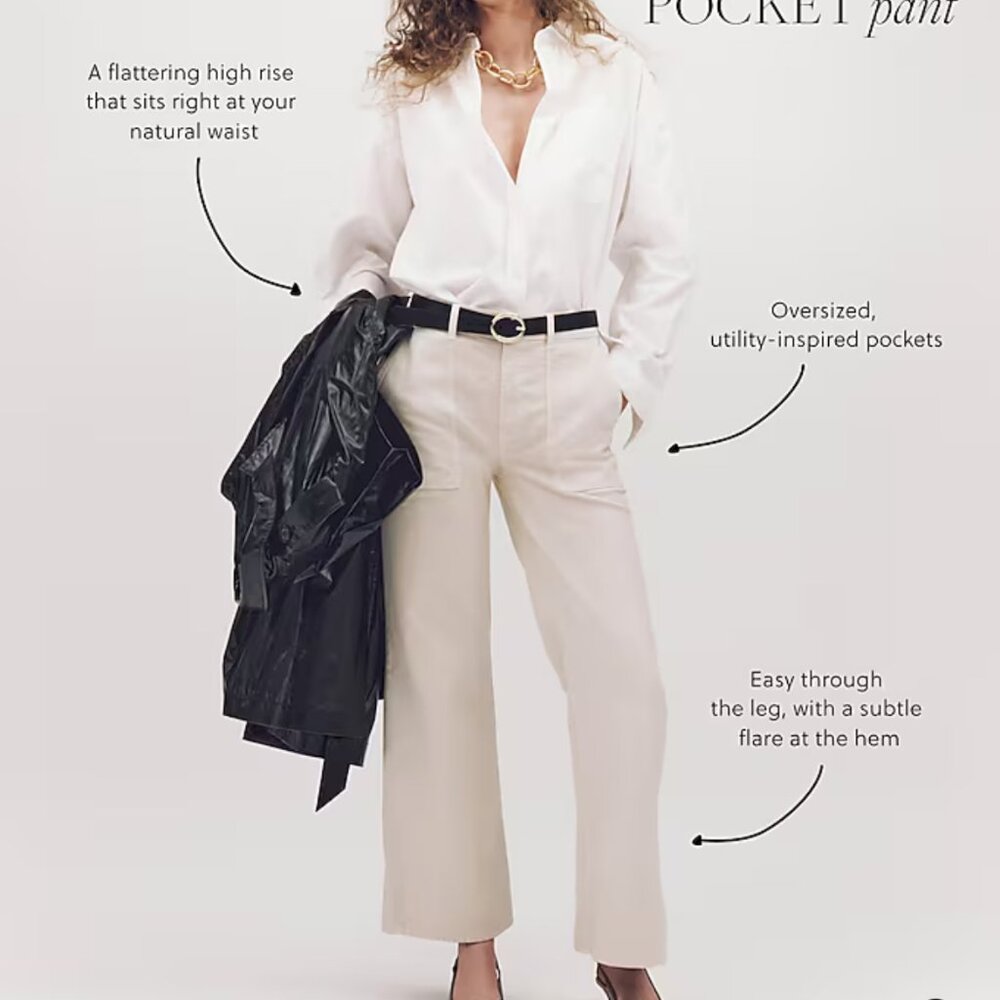 J Crew Wide Leg Camp Pant Wide Leg Ivory Sz 30 NWT #574 - Picture 6 of 12